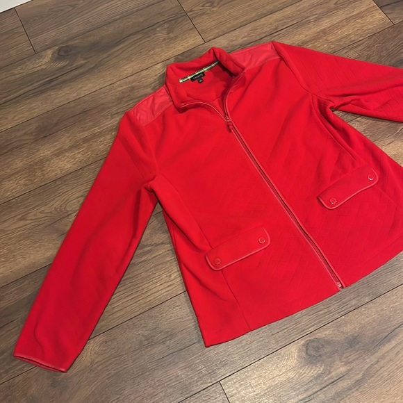 Talbots red quilted fleece full zip size large - Picture 2 of 6